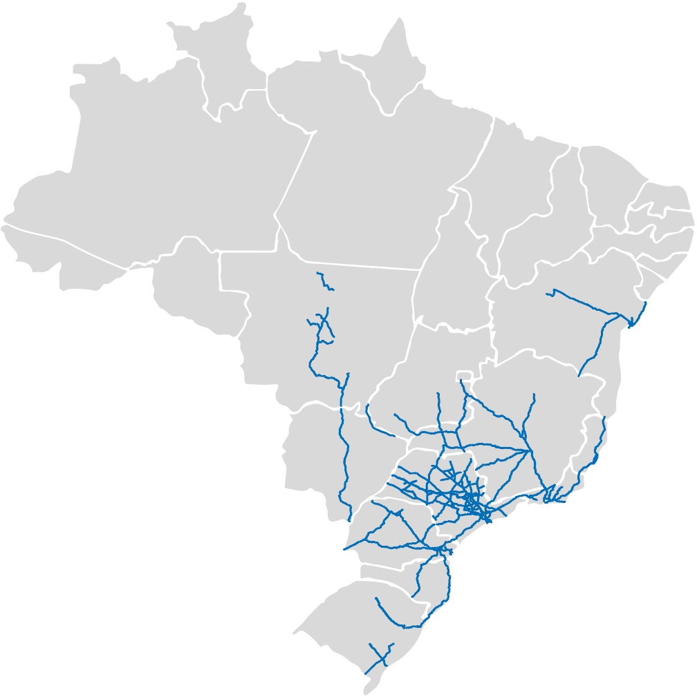 Mapa rodoviário do Brasil — rotas FFB Express